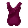 thumbnail image 5 of Iugvhana Women's Tummy Control Swimsuits Ruffle V Neck Swimwear One Piece Bathing Suit Ruched Slimming High Waisted Cute Swim Suit Wine S, 5 of 5