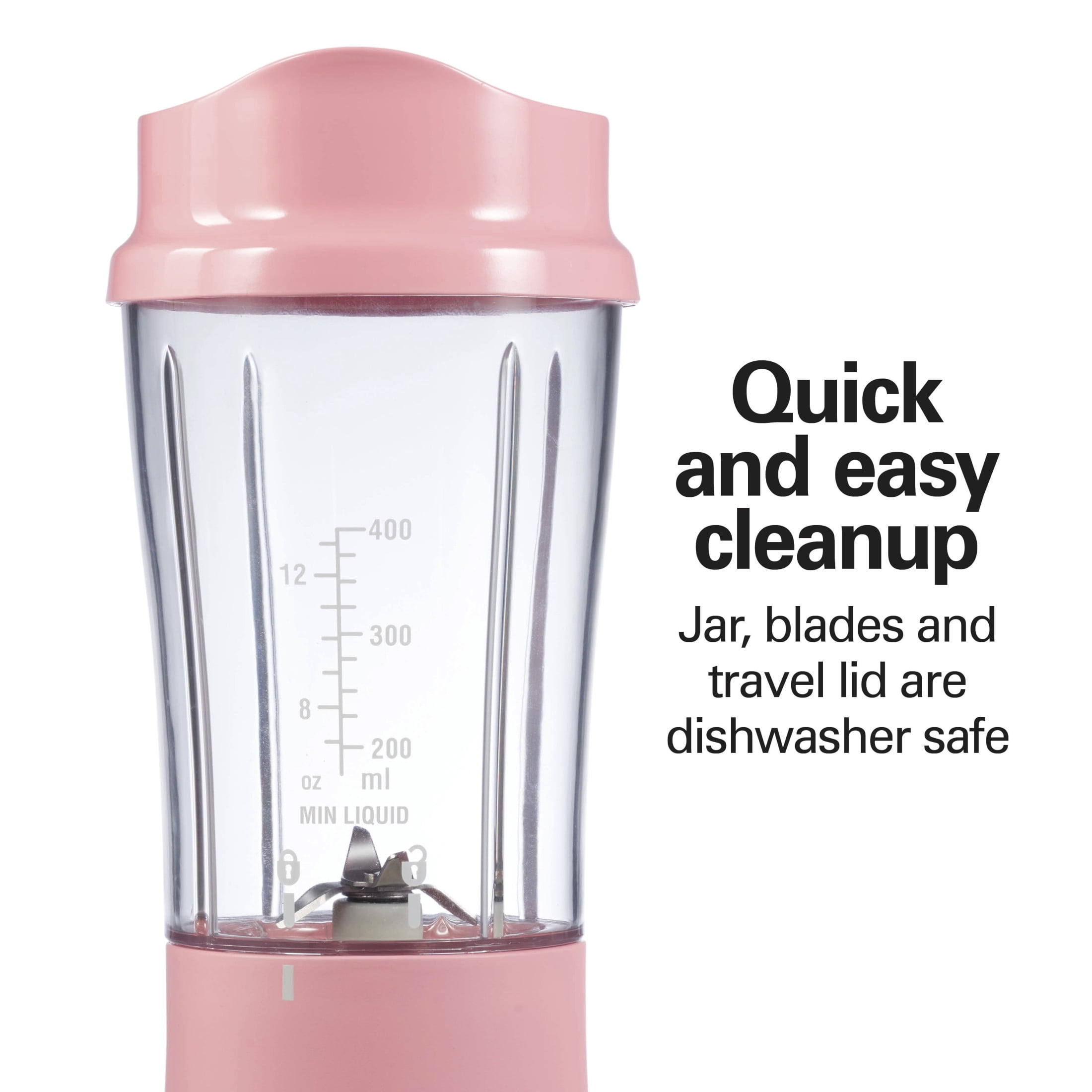 Hamilton Beach Personal Blender for Smoothies with Travel Lid, 14 oz, Coral