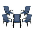 thumbnail image 2 of Flash Furniture 5 Pack Brazos Series Navy Outdoor Stack Chair with Flex Comfort Material and Metal Frame, 2 of 14