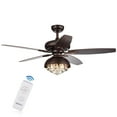 thumbnail image 4 of Fredix 5-Blade 52-Inch Speckled Bronze Ceiling Fan with Hooded Crystal Chandelier (Remote Controlled), 4 of 5