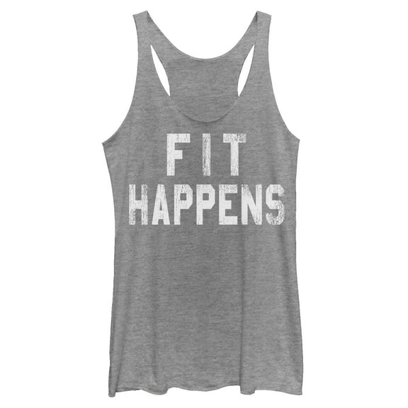 Women's CHIN UP Fit Happens Racerback Tank Top Gray Heather Small