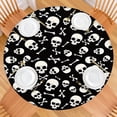 thumbnail image 2 of Halloween Skull Crossbones Pattern Round Fitted Tablecloth with Elastic Edge,Dining Table Cover Waterproof,Outdoor Round Tablecloth for Camping,Dining,Indoor and Outdoor, 2 of 7