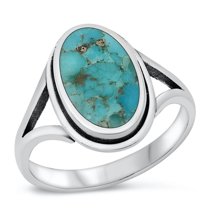 CHOOSE YOUR COLOR Cocktail Simulated Turquoise Ring .925 Sterling Silver Band Blue CZ Female Size 7