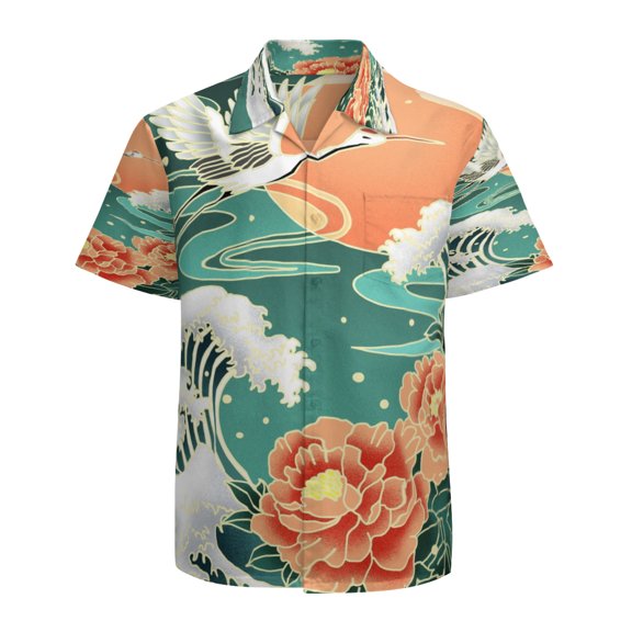 High Quality Hawaiian Shirts for Men Short Sleeve Aloha Beach Shirt Floral Summer Casual Button Down Shirts Blouses QLFGMT