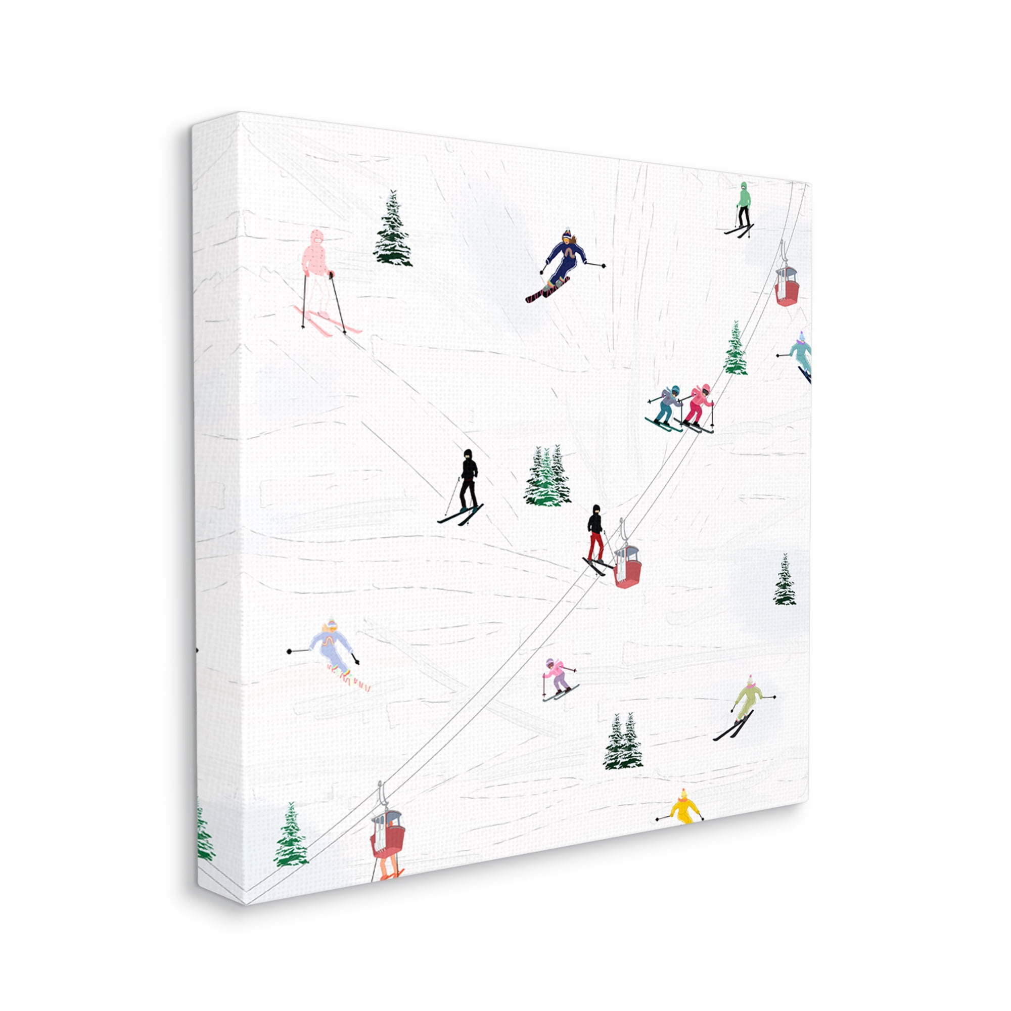 Stupell Industries People on Ski Slopes Sports Painting Gallery Wrapped Canvas Print Wall Art, 24 x 24