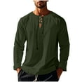 thumbnail image 2 of Blusas y camisas de manga larga con cuello en V para hombre, blusa informal de moda lisa con tirantes sueltos, blusa de manga larga con cuello en V, blusa de poliéster para hombre, 2 of 8