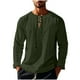 thumbnail image 2 of Blusas y camisas de manga larga con cuello en V para hombre, blusa informal de moda lisa con tirantes sueltos, blusa de manga larga con cuello en V, blusa de poliéster para hombre, 2 of 8