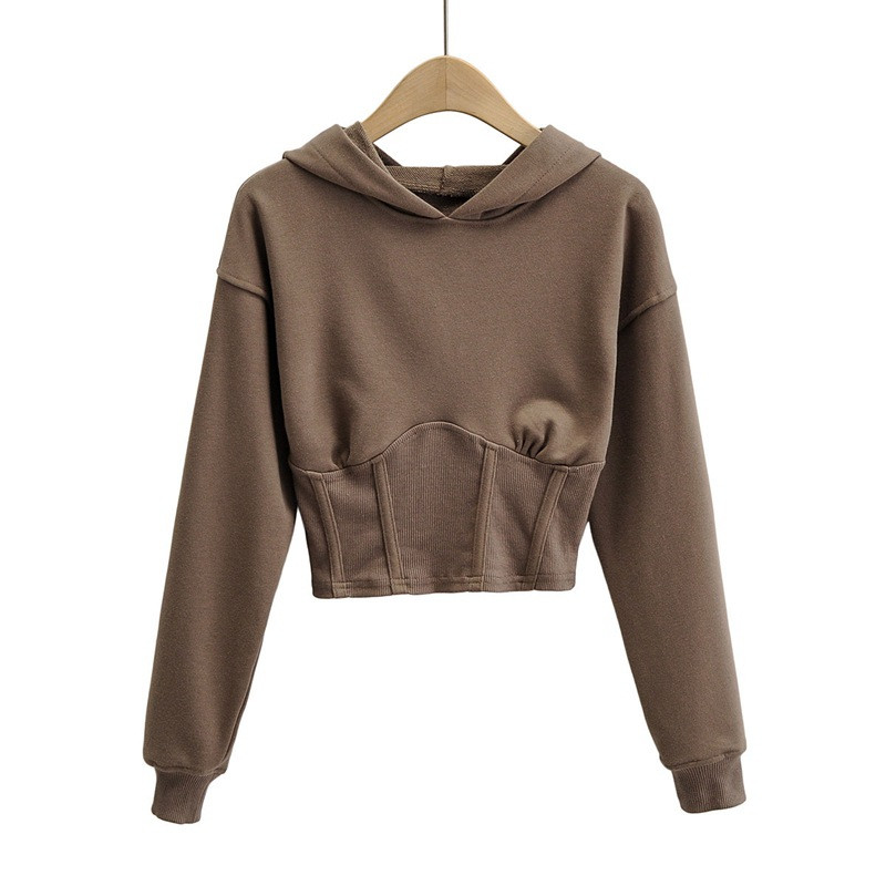 Oversized T Shirts Solid Color Pullover Crops Tops Gifts for Women Teen Girls Trendy Clothing Womens Fall Fashion 2023 Long Sleeve Shirts Crewneck Sweatshirts Coffee S