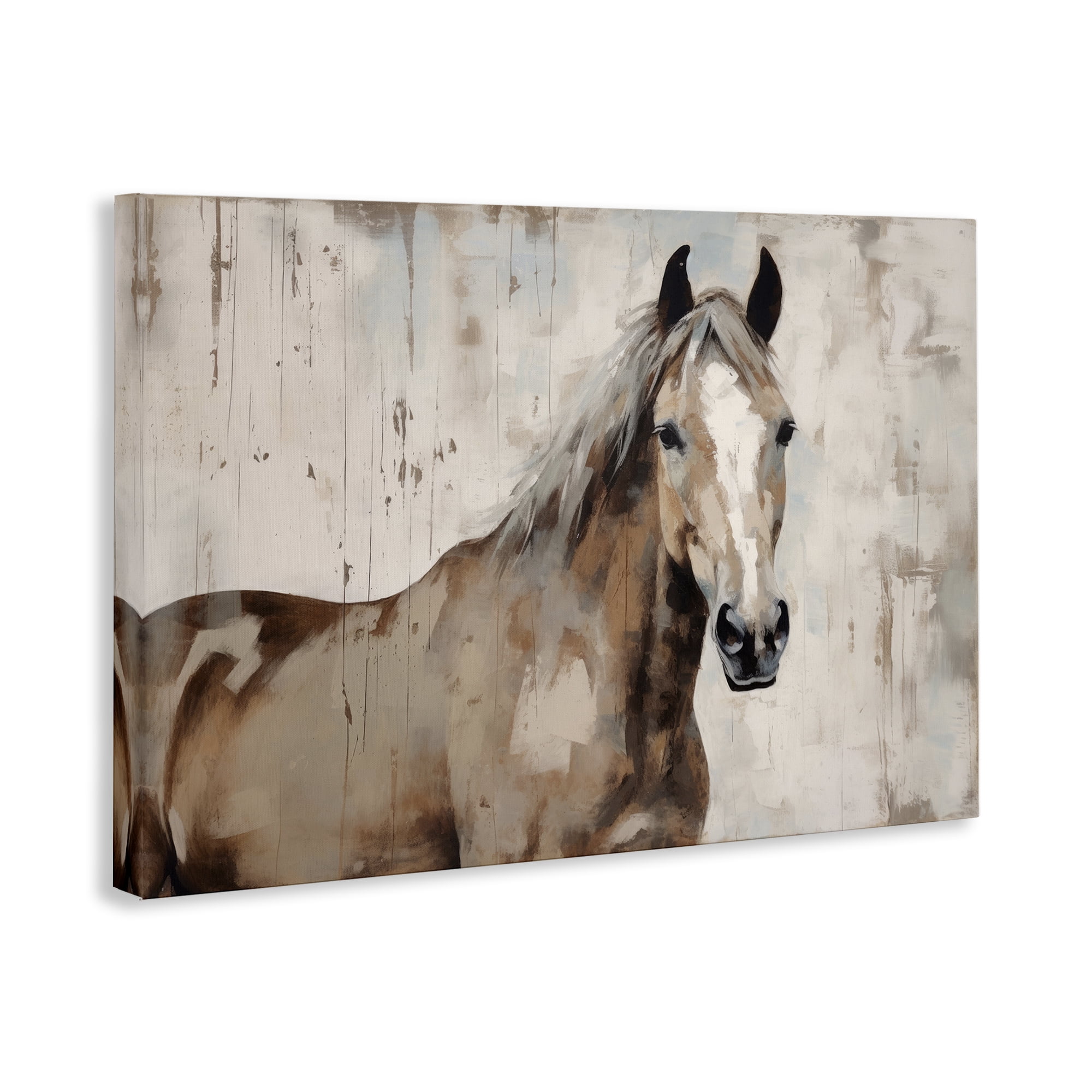 Stupell Industries Rustic Stoic Mare Animals Painting Wrapped Canvas Art Print Wall Art, 24 x 16