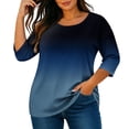 thumbnail image 2 of Qulqfy Fall Womens Graphic Tees Tie Dye Plus Size 3/4 Length Sleeve Scoop Neck Boho Casual Dressy Spring Comfy Knit Women Summer Tops 2XL, 2 of 8