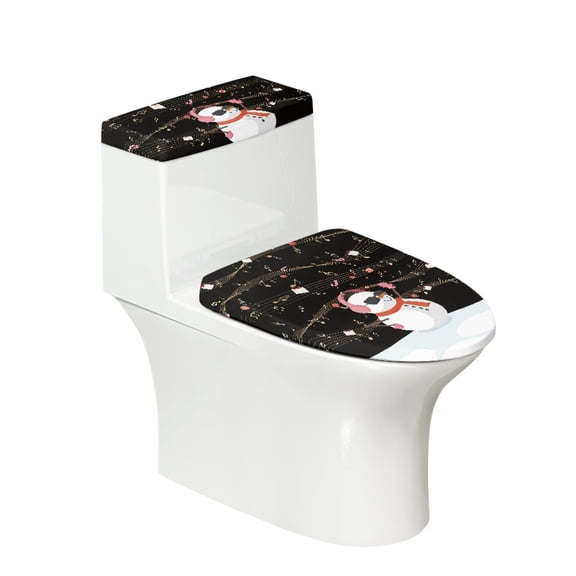 HELLHERO Christmas Snowman Toilet Lid Dust Cover Set, Soft Polyester Toilet Tank Lid Covers for Bathroom Decor, 17x21 Inches