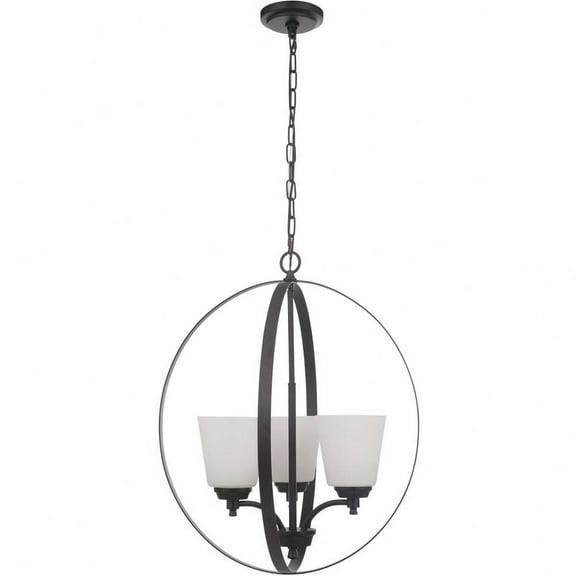 Three Light Foyer in Transitional Style 21 inches Wide By 25.25 inches High-Flat Black Finish-Clear Seeded Glass Color Bailey Street Home