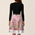 thumbnail image 5 of Women's Casual Fashion V Neck Long Sleeve Christmas Printed Party Vintage Dress for Holiday Events and Retro Style, Perfect for Women's Evening Wear,Pink,5XL, 5 of 6