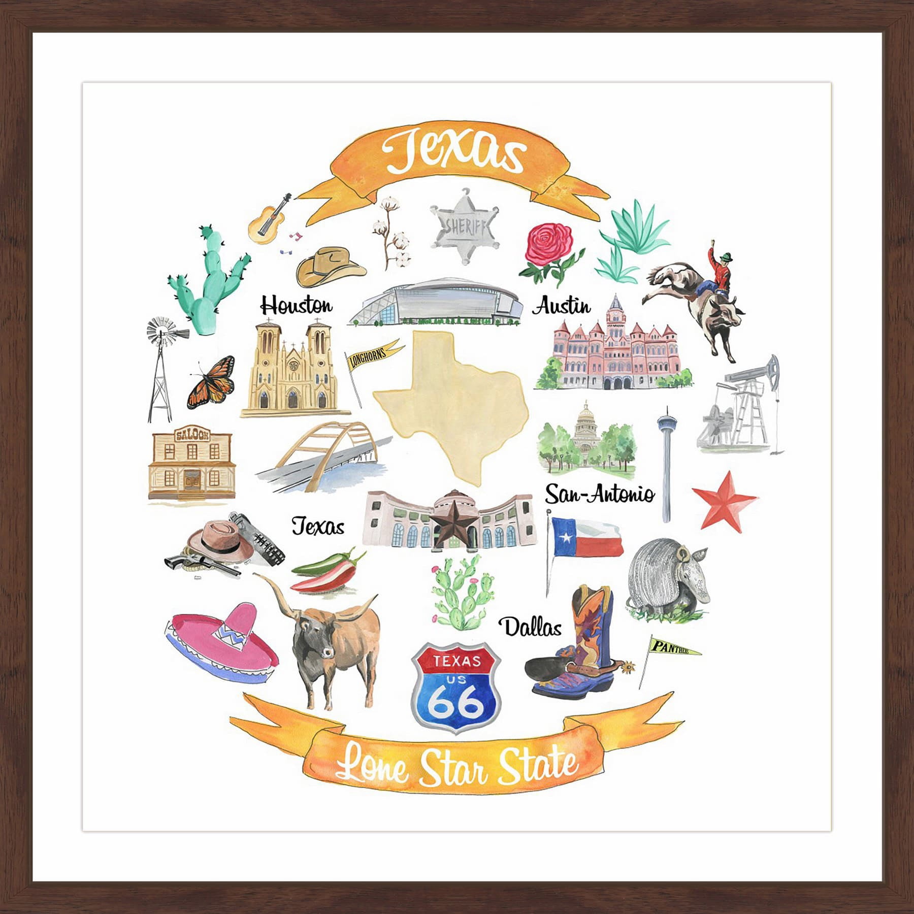 "Texas Has It All" Framed Painting Print
