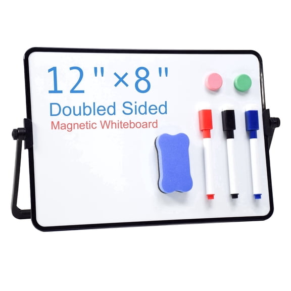 Marte Vanci A4 Double-Sided Magnetic Whiteboard, Desktop Dry Erase Board Set with Stand for Office Home