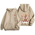 thumbnail image 4 of Ladies Christmas Printed Zipper Long Sleeve Hoodie with Drawstring and Pocket for Casual Wear, 4 of 8