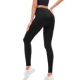 thumbnail image 3 of Leggings térmicos con forro polar para mujer, suaves, elásticos, cálidos, para invierno, para gimnasio, pantalones de yoga con cintura alta y control del abdomen, con bolsillos, S, negro, 3 of 4