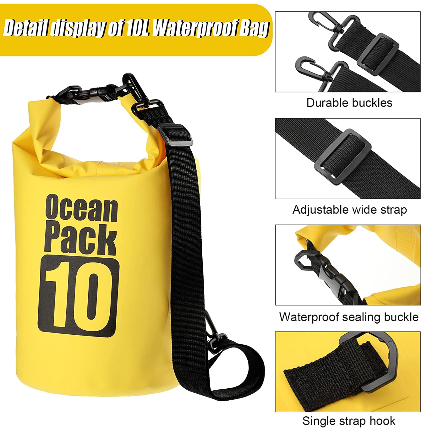 3 Pieces Clear Waterproof Bag Pouch Watertight Dry Pouch Dry Phone Bag and 1 Piece 10L Roll Top Waterproof Dry Sack Waterproof Dry Bag for Swimming Boating Beach Kayaking Hiking Rafting Camping