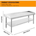 thumbnail image 2 of EastVita Stainless Steel Grill Stand Table,48x28x24 in,1000 lbs Top Shelf,220 lbs Bottom Shelf,Adjustable Legs with 2 in Edge Baffle for Commercial Kitchens, 2 of 7
