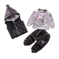 thumbnail image 2 of Esaierr Toddler Baby Boys Girls 3Pcs Sweatshirt Set Kids Double Fleece Sweatsuit+Fleece Sweatpants Outfits+Hooded Waistcoat Jacket for 1-5Y, 2 of 7