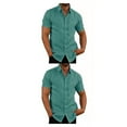 thumbnail image 2 of pitrice Chemise Homme à Simple Boutonnage Été Boutonnée Col Rabattu Chemises Polyester Mode Vêtements Cadeau d'Anniversaire Bleu Lac TTTG 2Set, 2 of 6