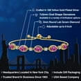 thumbnail image 2 of Gem Stone King 18K Yellow Gold Plated Silver Pink Created Sapphire and Lab Grown Diamond Bracelet for Women | 4.90 Cttw | Gemstone September Birthstone | Oval 7X5MM | Fully Adjustable 9 inch, 2 of 6