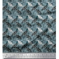 thumbnail image 3 of Soimoi Blue Cotton Duck Fabric Text & Crow Bird Fabric Prints By Yard 58 Inch Wide, 3 of 3