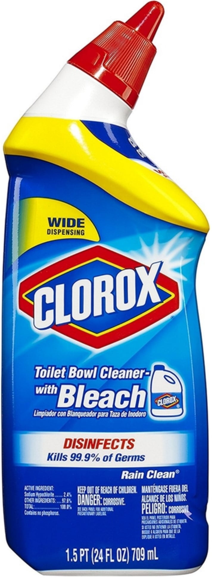 Clorox Toilet Bowl Cleaner With Bleach, Rain Clean 24 oz (Pack of 2)