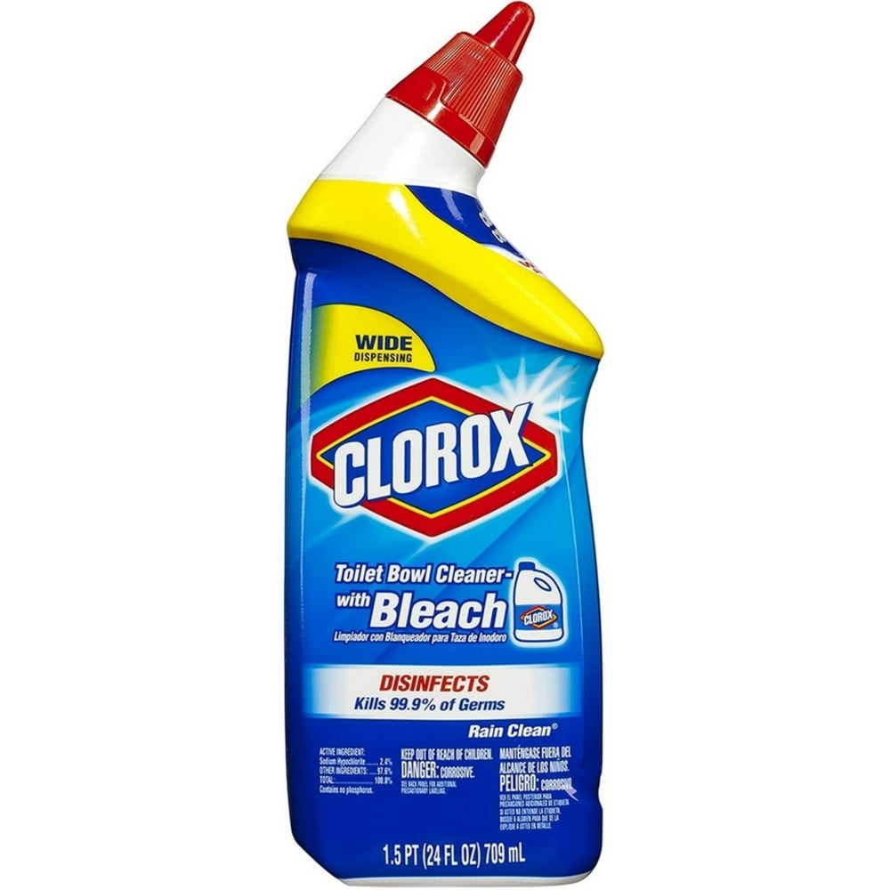 2 Pack Clorox Toilet Bowl Cleaner With Bleach, Rain Clean 24 oz