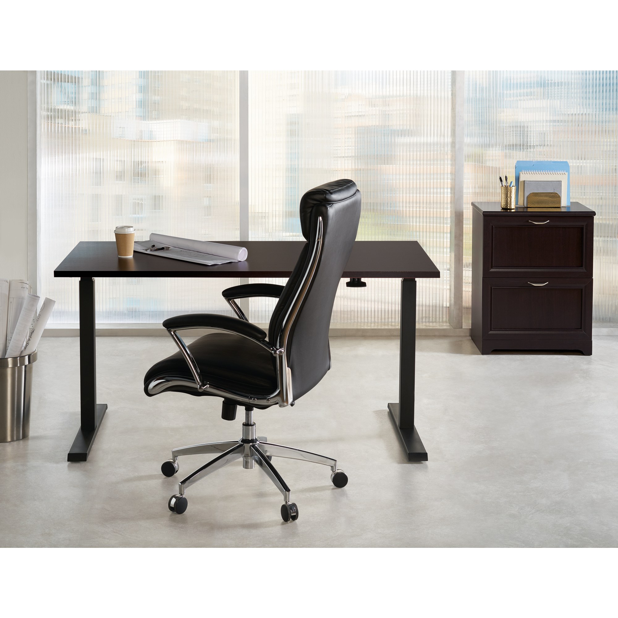 Realspace® Magellan 60"W Pneumatic Height-Adjustable Standing Desk, Espresso - image 6 of 8