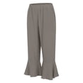 thumbnail image 5 of Capris for Women Elastic Waist New Linen Capri Pants for Women Summer Casual Wide Leg Drawstring Elastic Waist Ruffle Hem Capris with Pockets Gray S, 5 of 9