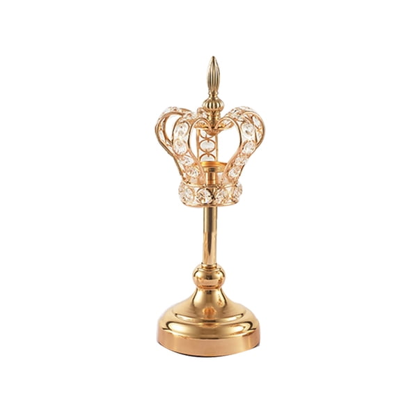 COMPUKAS Gold Crown Candle Holder Iron Design for Stable Table Display Medium Size