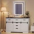 thumbnail image 5 of Yeshouse 47" Farmhouse 6-Drawer Dresser with Lighted Mirror, Sliding Doors, Adjustable Shelves, 5 of 9