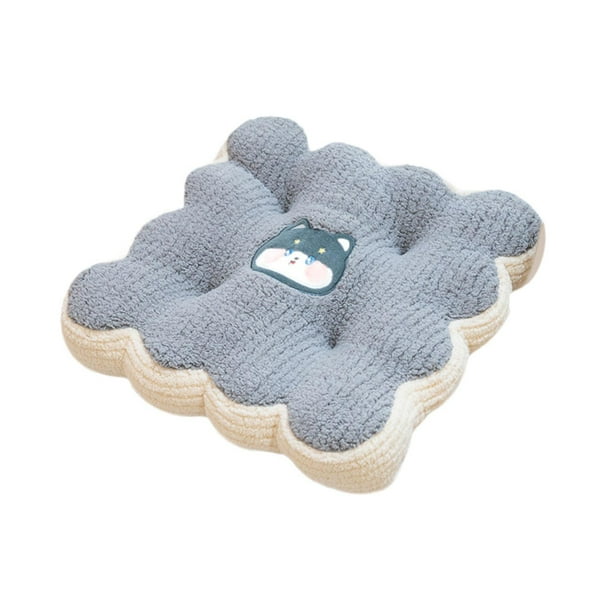 Cojín de asiento, cojín de asiento, regalo para cumpleaños, almohada gruesa de felpa antideslizante con dibujos animados Gris