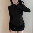 thumbnail image 6 of Miqool Women's Athletic Running Yoga Jacket UPF 50+ Sun Protection Zip Up Cropped Jackets Slim Fit Long Sleeve Workout Cooling Shirts, 6 of 6