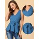 thumbnail image 2 of INSPIRE CHIC INSPIRE CHIC Tops De Verano Para Mujer, Sin Mangas, Con Escote En V, Con Lazo, En La Cintura Lago azul S, 2 of 4