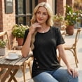 thumbnail image 6 of Womens Summer Tunic Tops Short Sleeve Crew Neck Casual Shirts Button Detail Loose Fit T Shirts for Daily Wear Vacation, 6 of 7