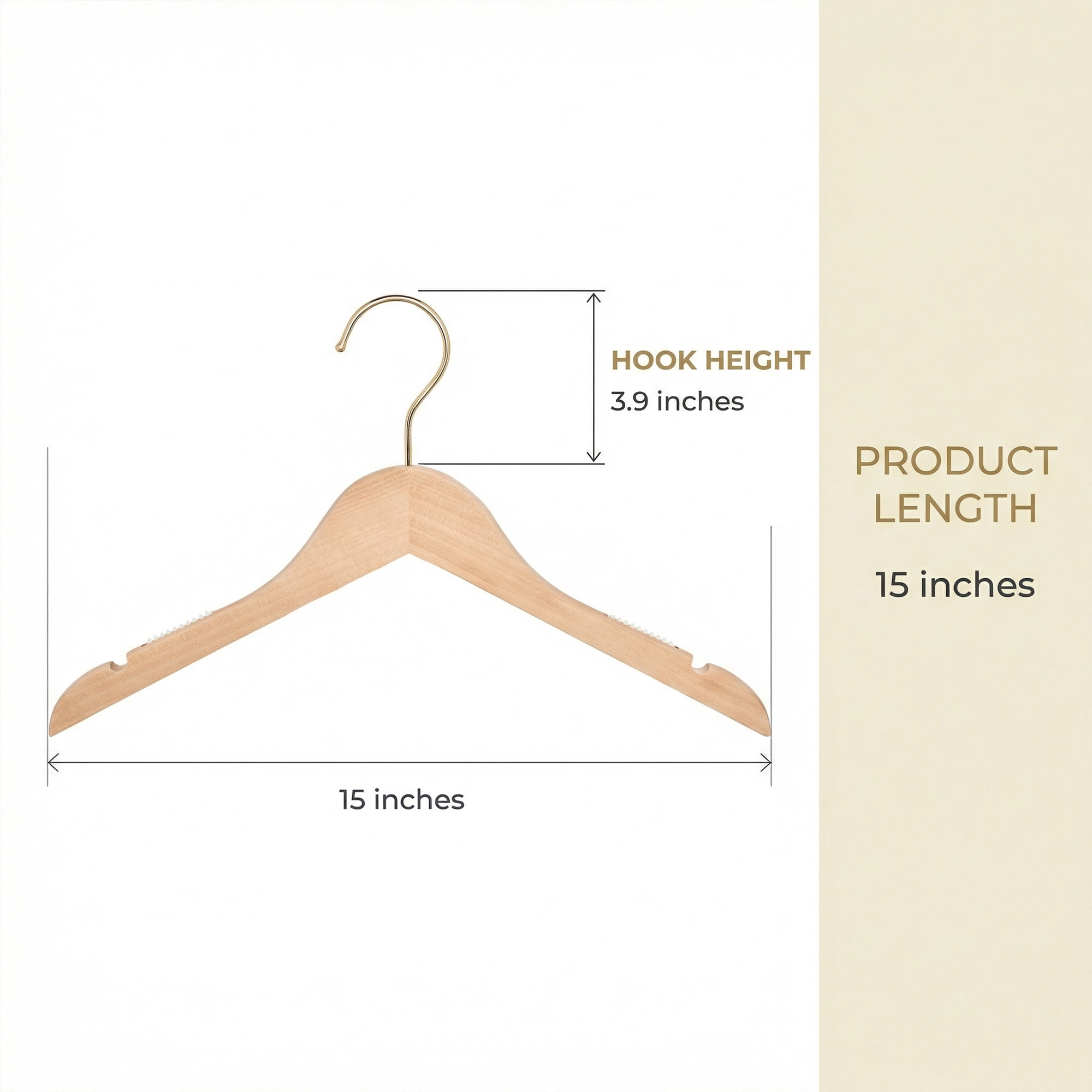 Unique Bargains 2 Pcs Wood Non-Slip Durable Space Saving Clothes Hangers Beige 15"x3.9"