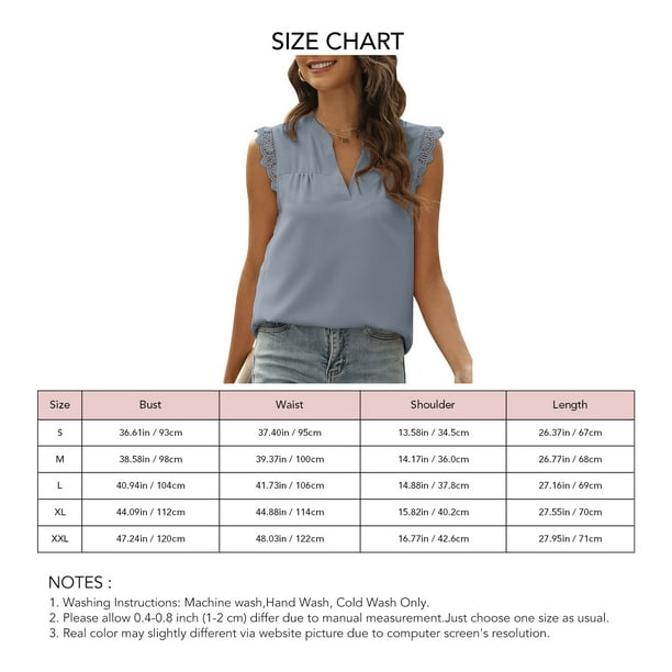Blusa sin Mangas con Cuello en V para Mujer Blusa sin Mangas de Encaje con Pliegues de Color Puro Blusa sin Mangas Chaleco Camisas Camiseta sin Mangas para el Día a Día ANGGREK Otros