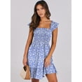 thumbnail image 3 of Vestido ANRABESS 2025 sin mangas, cuello cuadrado, floral azul, talla S, 3 of 9
