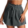 thumbnail image 2 of Women's Denim Shorts Womens Casual Solid Side Pockets Pants Shorts Elastic Waist Pockets Daily High Waist Shorts,Gray Women's Shorts XXL, 2 of 7