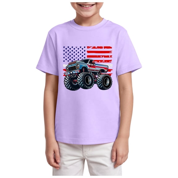 Karoyedx Boys American Flag T-Shirt American Flag Shirts for Boy 4th of July T-Shirt Kids Boys Independence Day Tee Tops Patriotic Short Sleeve Light Purple Size,7-8 Years