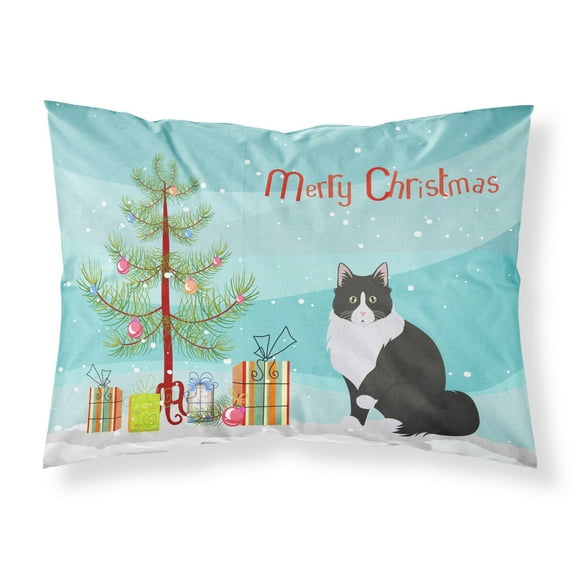 Siberian Forest Cat Merry Christmas Fabric Standard Pillowcase