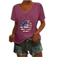 thumbnail image 1 of Camisetas Casuales de las Mujeres Gradiente Día de la Independencia Impreso Cuello Redondo, Blusa de Manga Corta para Diario, Fiesta Y Primavera Verano, 1 of 6