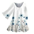 thumbnail image 2 of Xysaqa Women's Chiffon 3/4 Sleeve Shirts Vintage Boho Floral Print Tunic Tee Pleated V Neck Casual Work Shirts Blouses Tops Clearance, 2 of 5