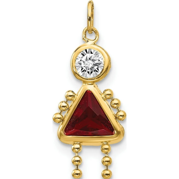 14K Yellow Gold 14Ky January Girl Birthstone Charm (20 X 10) Made In United States xck156