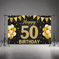 thumbnail image 5 of Golden Glitter Happy 50th Birthday Banner Decorative Background for Milestone Celebration Party Decor Photo Shoot, 5 of 5