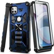 Nagebee Case for Motorola Moto One 5G Ace / Moto G 5G with Tempered Glass Screen Protector (Full Coverage), Full-Body Shockproof [Military-Grade], Built in Kickstand, Heavy-Duty Durable Case (Blue)