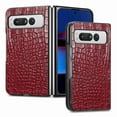 thumbnail image 1 of SaniMore for Google Pixel Fold 7.6" 2023 Case, Crocodile Texture PU Leather ull Protection with Tempered Glass Screen Protector Wear-resistant Vintage Folding Shell Shockproof Drop-resistant, Red, 1 of 8