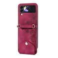 thumbnail image 4 of Feishell Cover for Samsung Z Flip4, Women Crossbody Magnetic Flip Embossed Shoulder Strap & Credit Card Holder Phone Case with Strap PU Leather Case with Kickstand for Samsung Galaxy Z Flip4, Winered, 4 of 8
